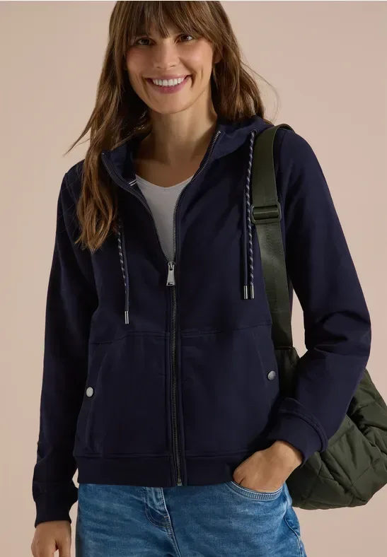 Sweatjacke mit Zipper und Kapuze