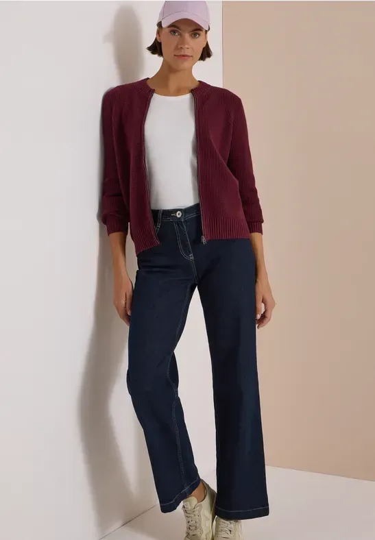 Cardigan in Unifarbe mit Reißverschluss