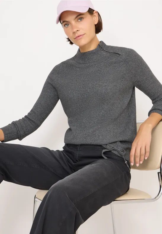Strukturpullover mit Zipper