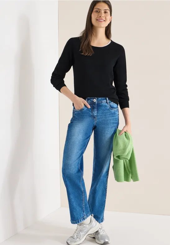 Langarm Pullover mit Rippdetail