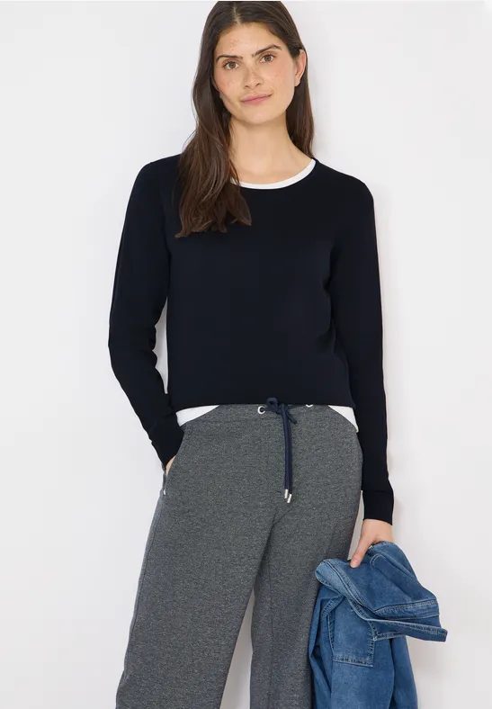 Langarm Pullover mit Rippdetail
