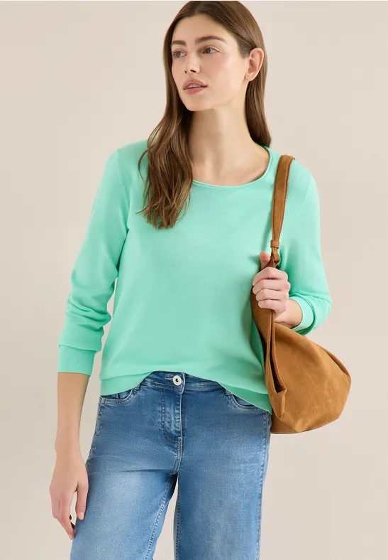 Langarm Pullover mit Rippdetail