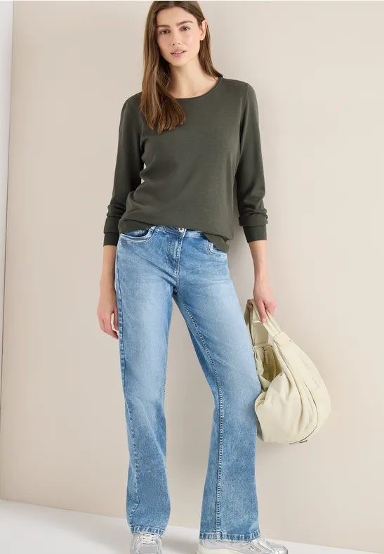 Langarm Pullover mit Rippdetail