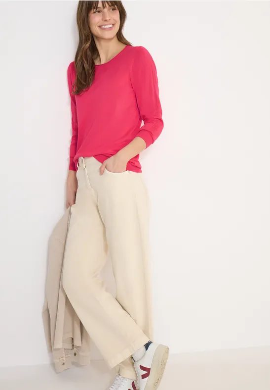Langarm Pullover mit Rippdetail
