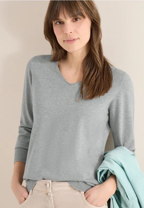 Langarm Pullover mit Rippdetail