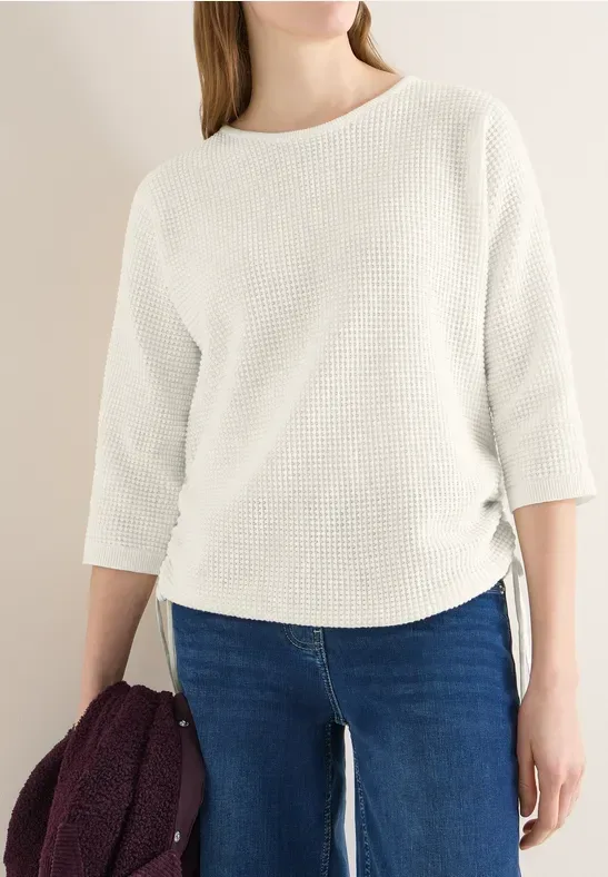 Cecil 3/4 Arm-Pullover mit seitlicher Raffung und Bindebändern