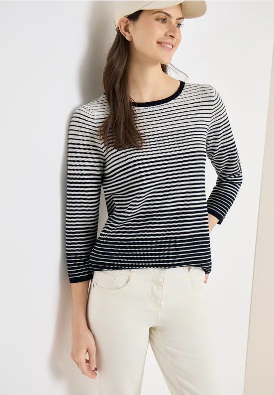 Pullover mit Rundhals und Streifen