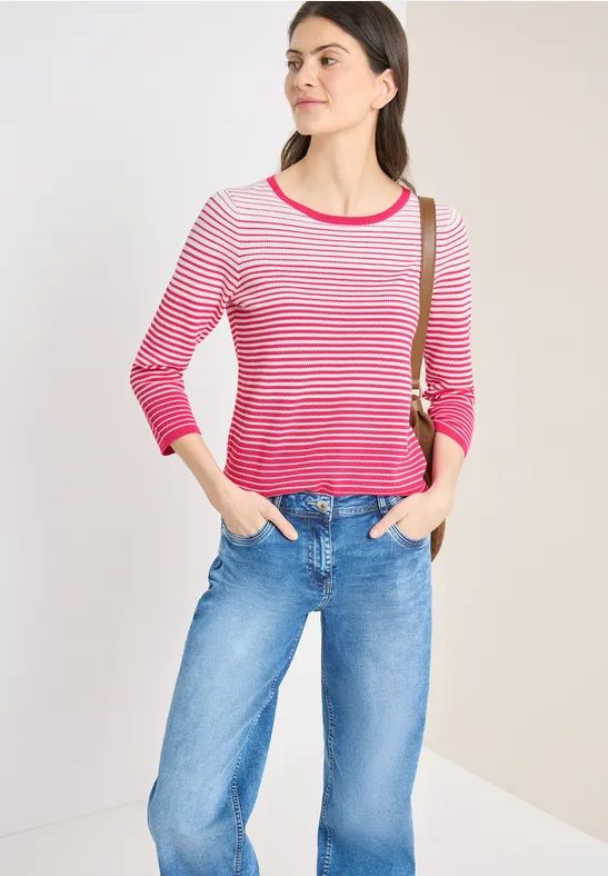 Pullover mit Rundhals und Streifen