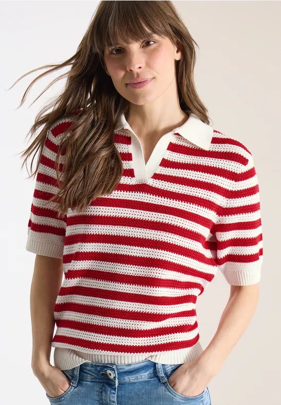 Kurzarm Poloshirt in Crochet