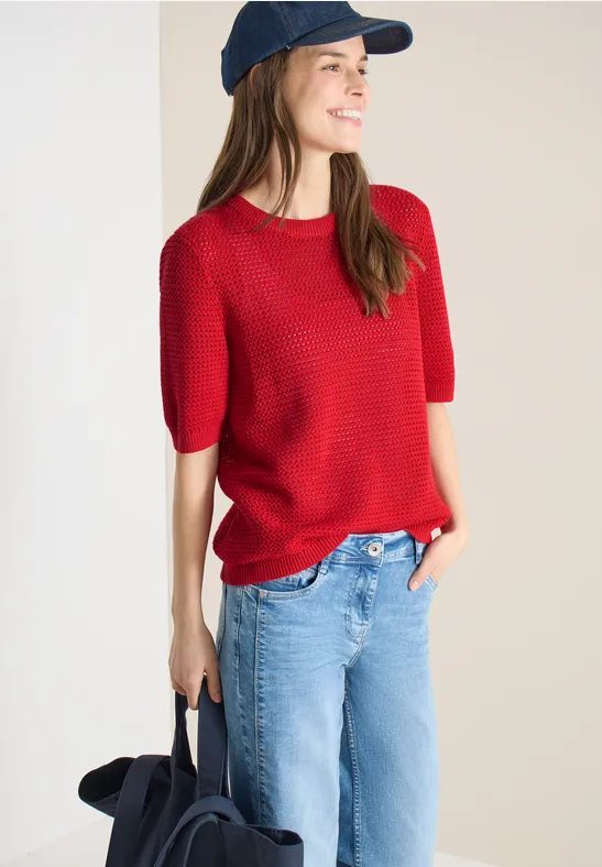 Kurzarm Pullover mit Struktur