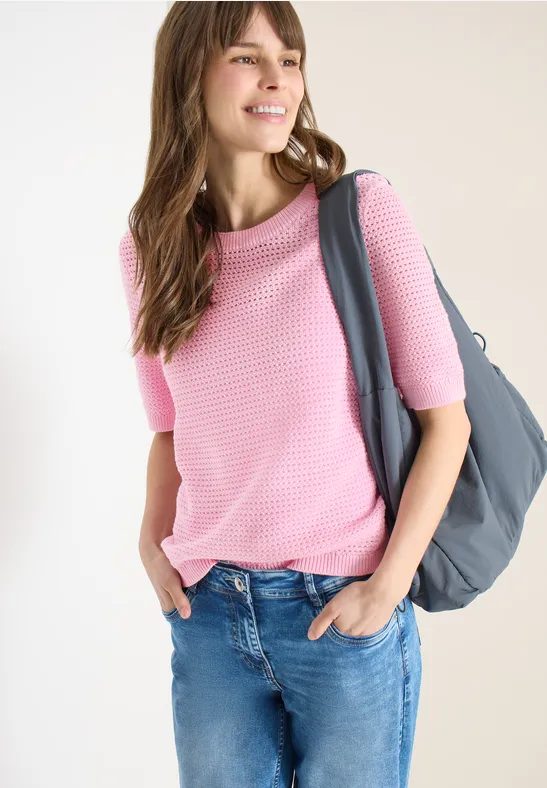 Kurzarm Pullover mit Struktur