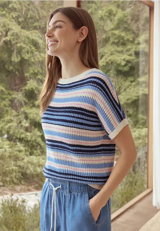 Kurzarm Pullover aus Bändchengarn