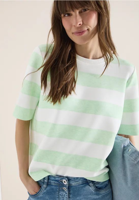 Kurzarm Sweatshirt mit Streifen