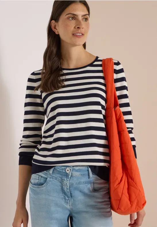 Pullover mit Rundhals und Streifen