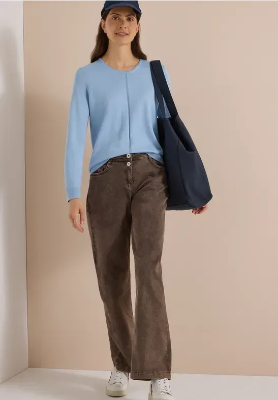Cecil Strickpullover Baumwoll-Viskosemix, Feinstrick, unifarben