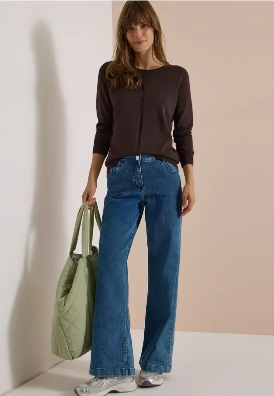 Basic Pullover mit Rundhals in Unifarbe