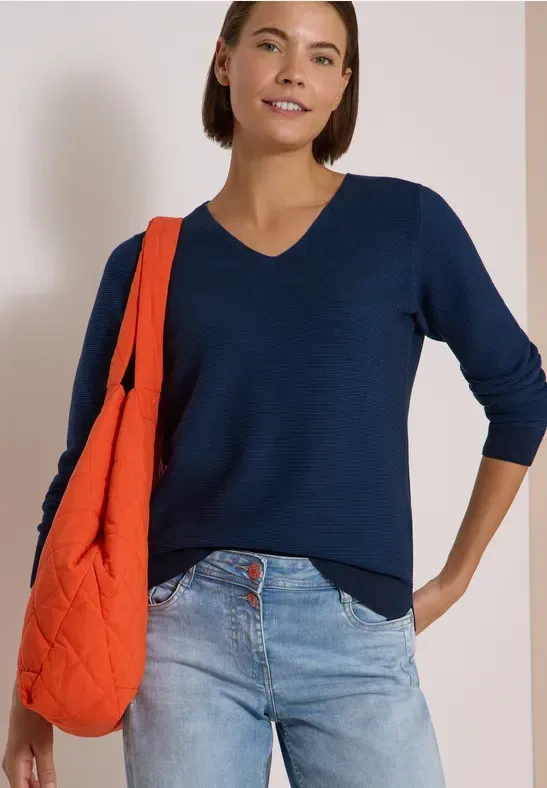 Pullover im Two-Tone-Look mit V-Neck