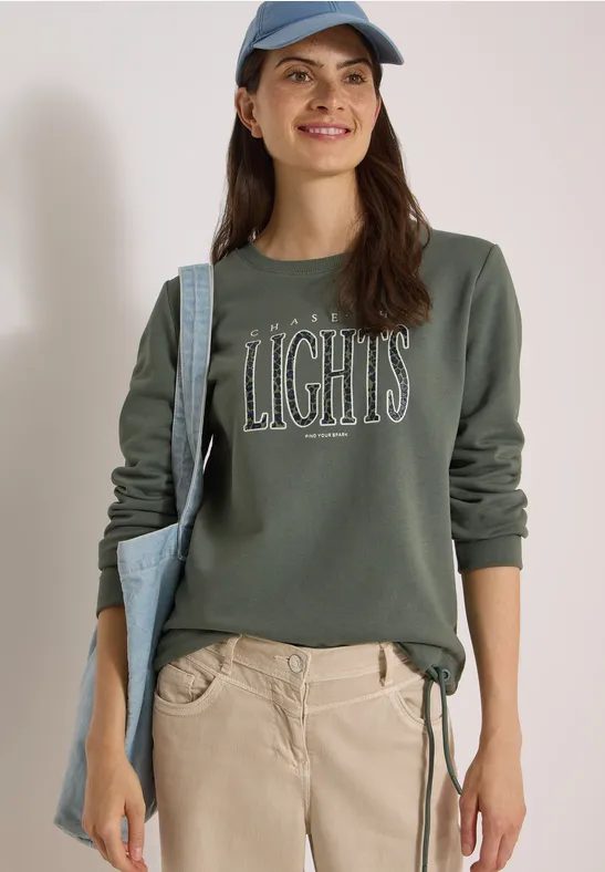 Sweatshirt mit Wording und Tunnelzug