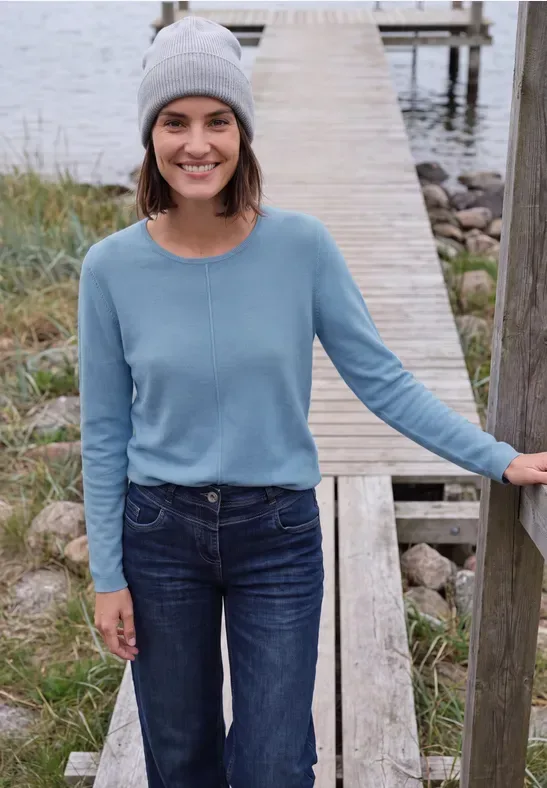 Langarm Pullover mit Rundhals und Struktur