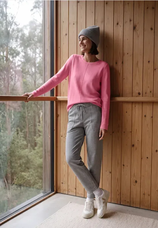 Langarm Pullover mit Rundhals und Struktur