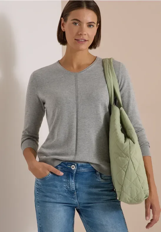 Basic Pullover mit V-Neck in Unifarbe