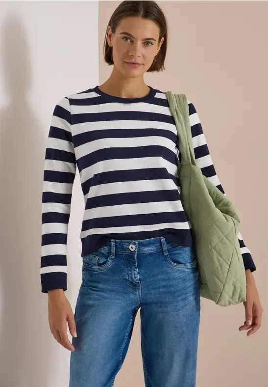 Sweatshirt mit Rundhals und Streifen