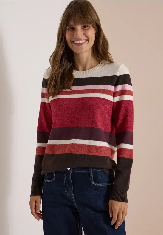 Pullover mit Rundhals und Streifen