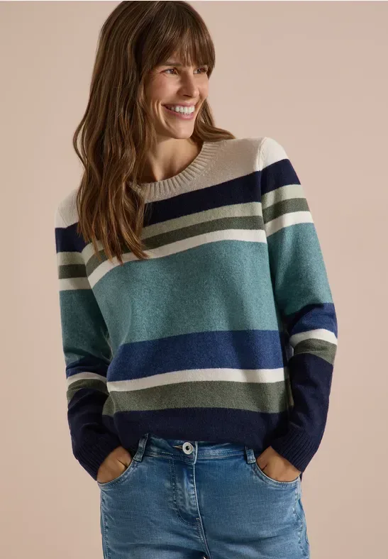 Pullover mit Rundhals und Streifen