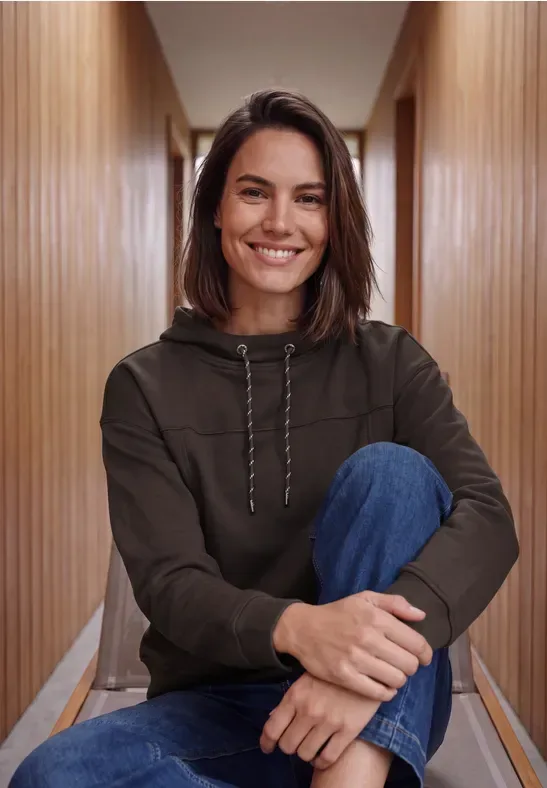 Sweatshirt in Unifarbe mit Funnel Neck