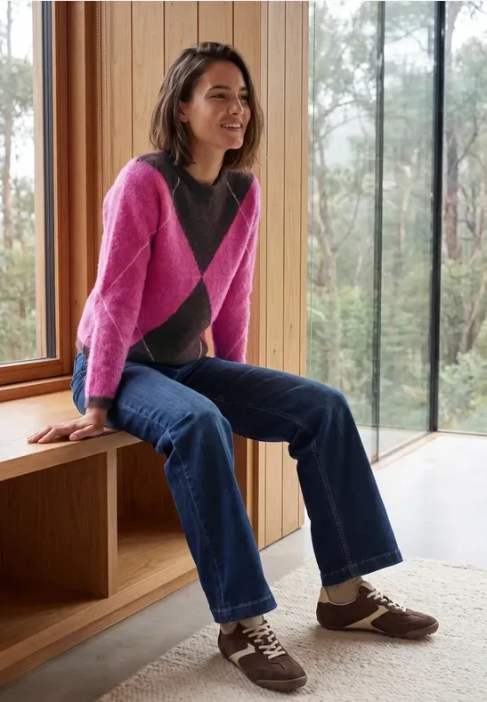 Pullover mit Rundhals und Argyle-Muster