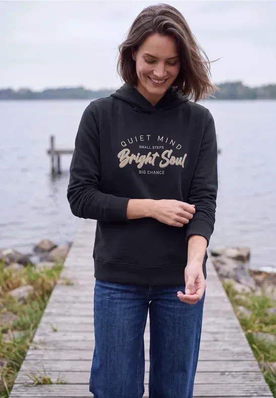 Sweatshirt mit Details in Rippstruktur