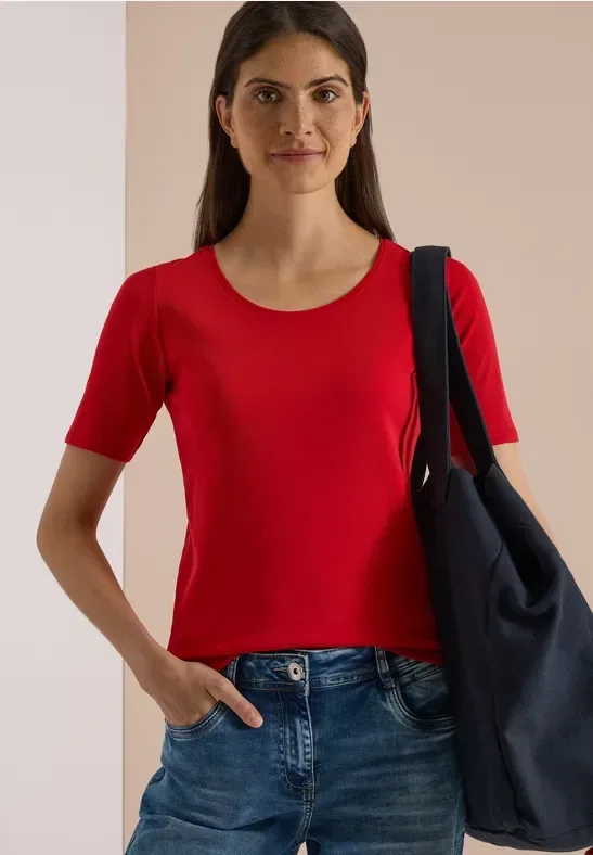 Basic T-Shirt mit Rundhals in Unifarbe