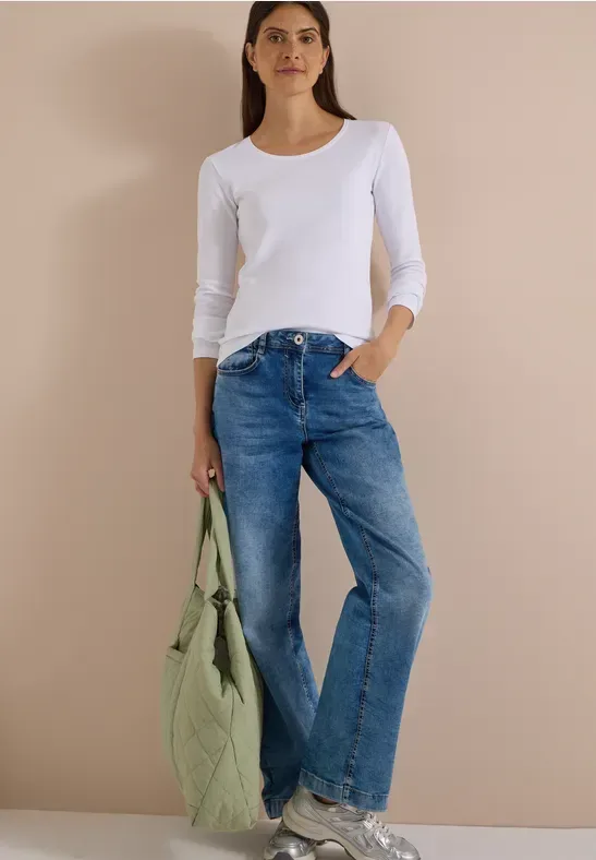 Basic Langarm Shirt mit Rundhals