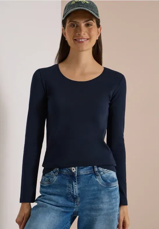 Basic Langarm Shirt mit Rundhals