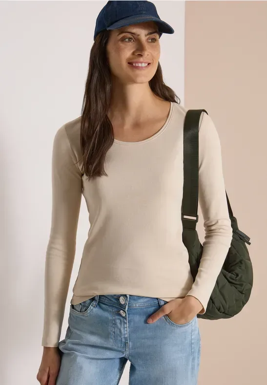 Basic Langarm Shirt mit Rundhals
