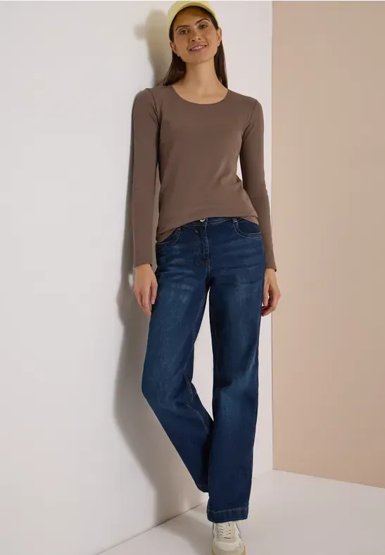Basic Langarm Shirt mit Rundhals