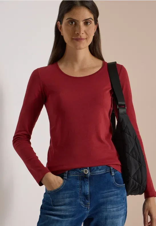 Basic Langarm Shirt mit Rundhals