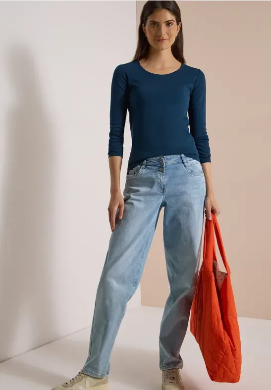 Basic Langarm Shirt mit Rundhals