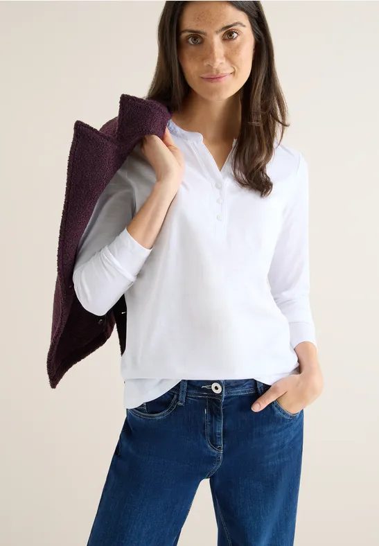 Split Neck Langarmshirt