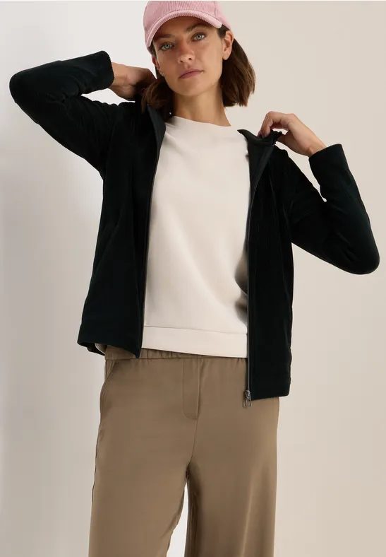 Cordjacke mit Kapuze