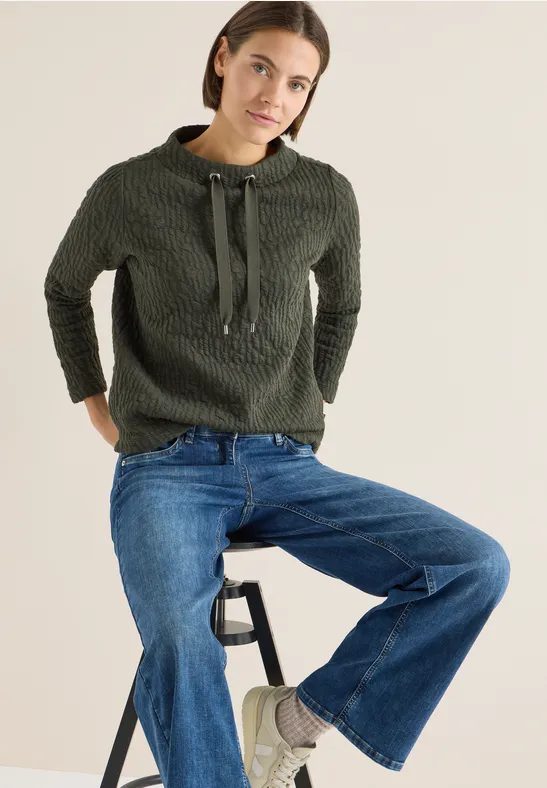 Jacquard Funnel Neck Shirt