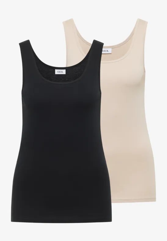 Basic Top mit Rundhals im 2er