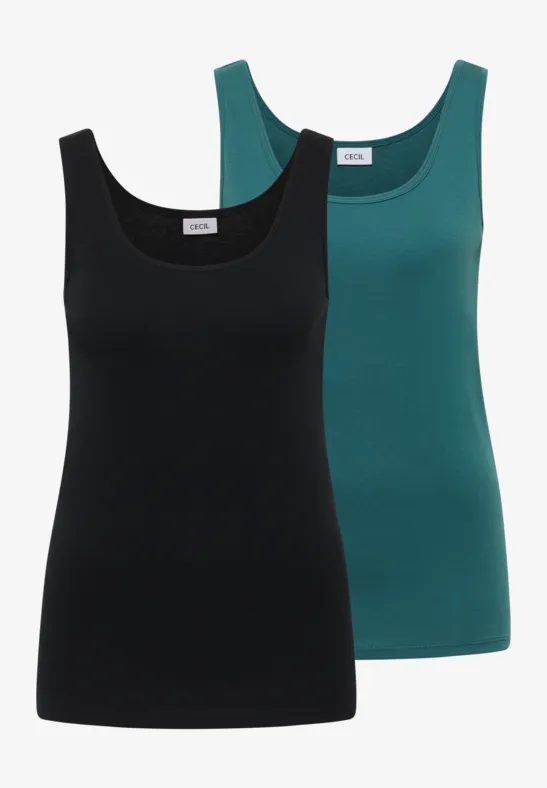 Basic Top mit Rundhals im 2er