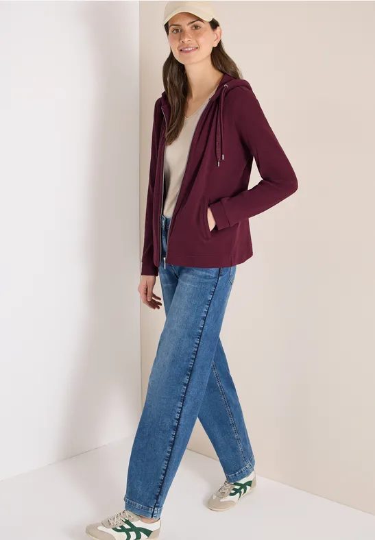 Langarm Jacke mit Kapuze und Taschen