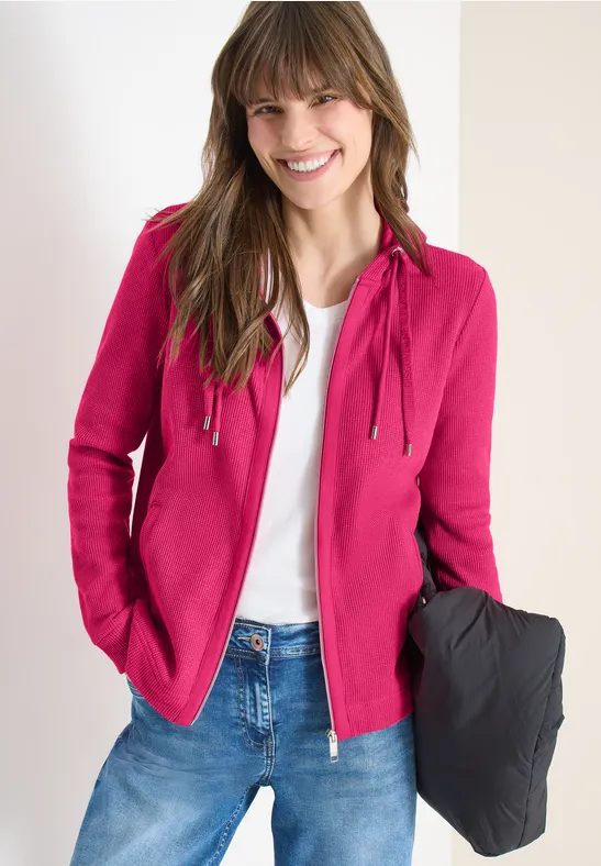 Jacke mit Kapuze und Streifenmuster