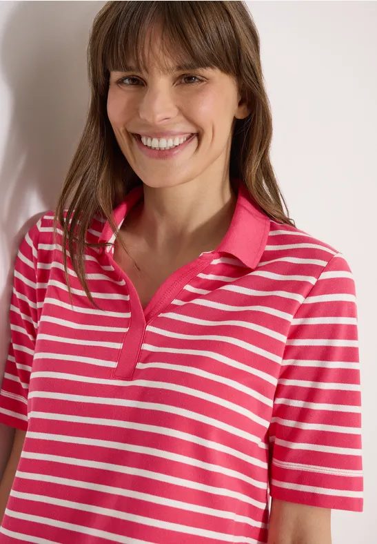 Kurzarm Poloshirt mit Streifen