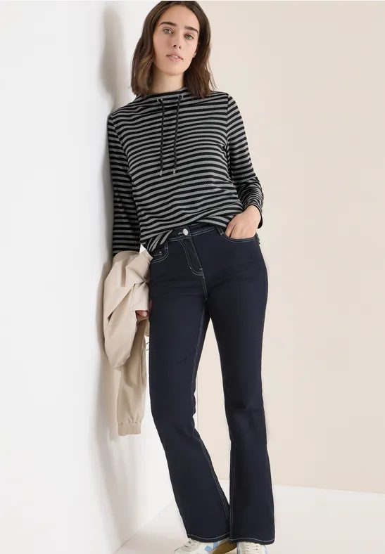 Gestreiftes Funnelneck Shirt