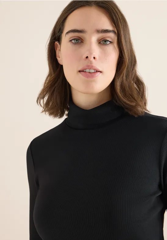 Langarmshirt in Rippstruktur