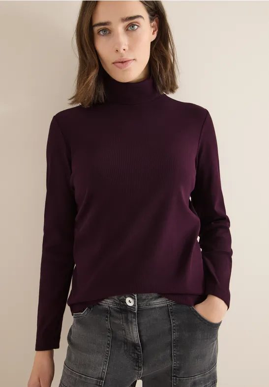Langarmshirt in Rippstruktur