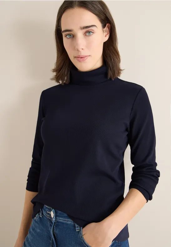 Langarmshirt in Rippstruktur